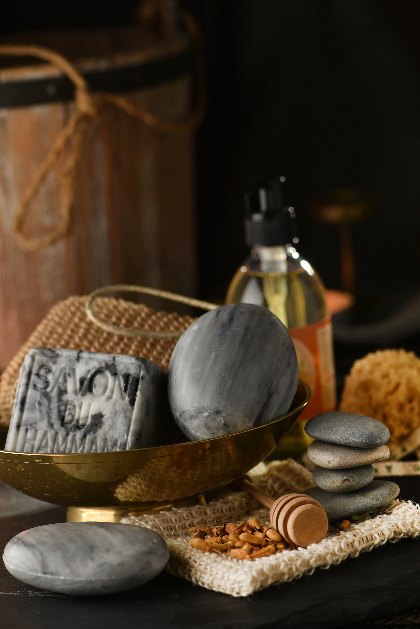 Peelingseife mit Arganöl Hammam Seifenstein (Honig, Orangenblüte) 100g